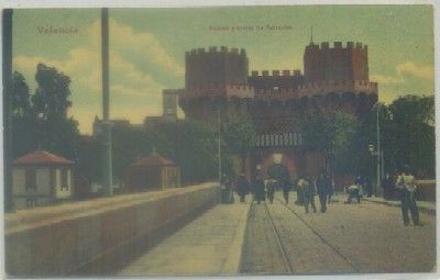 POSTAL ANTIGUA DE VALENCIA. PUERTA Y TORRES DE SERRANOS