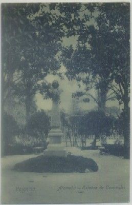 POSTAL ANTIGUA DE VALENCIA. ALAMEDA. ESTATUA DE CAVANILLES