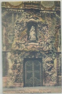 POSTAL ANTIGUA DE VALENCIA. PUERTA DEL PALACIO DEL MARQUES DE DOS AGUAS