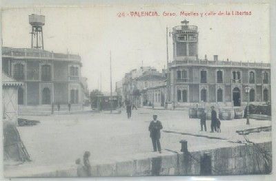 POSTAL ANTIGUA DE VALENCIA. GRAO. MUELLES Y CALLE DE LA LIBERTAD Nº 24