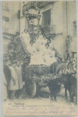 POSTAL ANTIGUA DE VALENCIA. CARROZA DE LABRADORAS EN LAS FIESTAS Nº 59