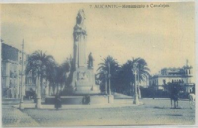 POSTAL ANTIGUA DE ALICANTE. MONUMENTO A CANALEJAS Nº 7