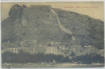 POSTAL ANTIGUA DE ALICANTE. PASEO DE GOMIZ Y EL CASTILLO