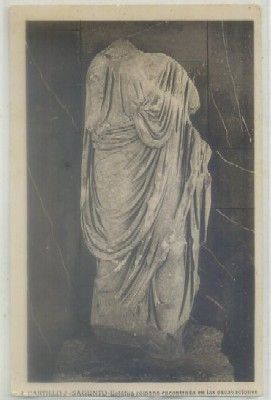 POSTAL ANTIGUA DE VALENCIA. CASTILLO DE SAGUNTO. ESTATUA ROMANICA Nº 4