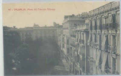 POSTAL ANTIGUA DE VALENCIA. PLAZA DEL PRINCIPE ALFONSO Nº 117
