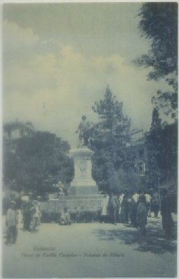 POSTAL ANTIGUA DE VALENCIA. PZA. EMILIO CASTELAR. ESTATUA DE RIVERA