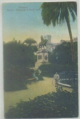 POSTAL ANTIGUA DE VALENCIA. PARTERRE. MONUMENTO AL REY D. JAIME