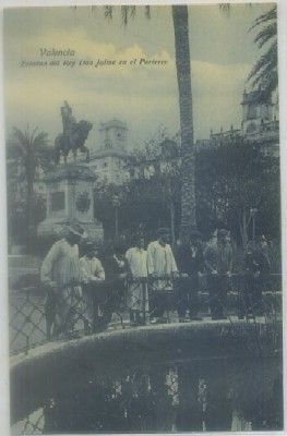 POSTAL ANTIGUA DE VALENCIA. ESTATUA DEL REY DON JAIME EN EL PARTERRE