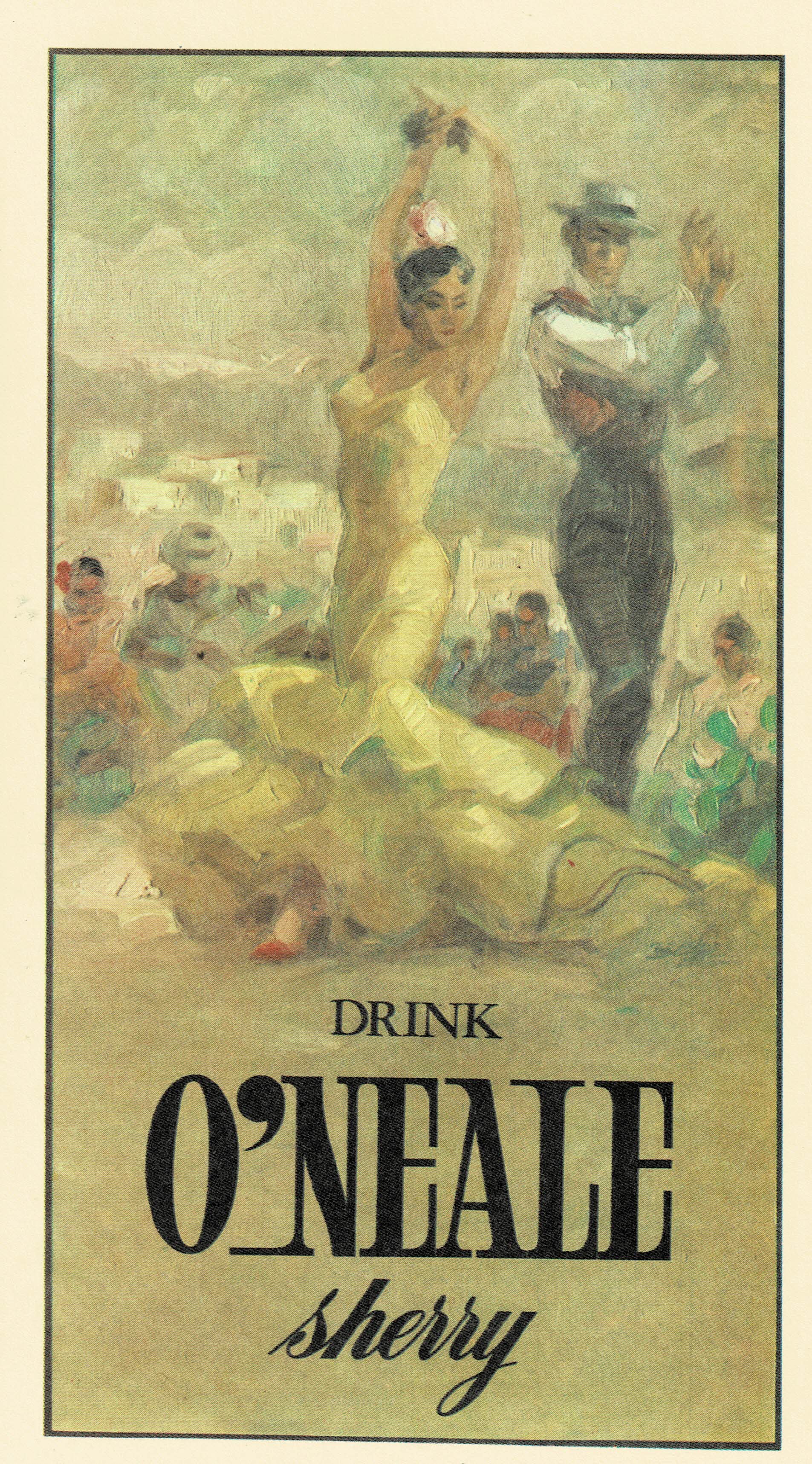 POSTAL DRINK O'NEALE SHERRY REPRODUCCION DE CARTELES  DE FIESTAS Y FERIAS ANDALUZAS
