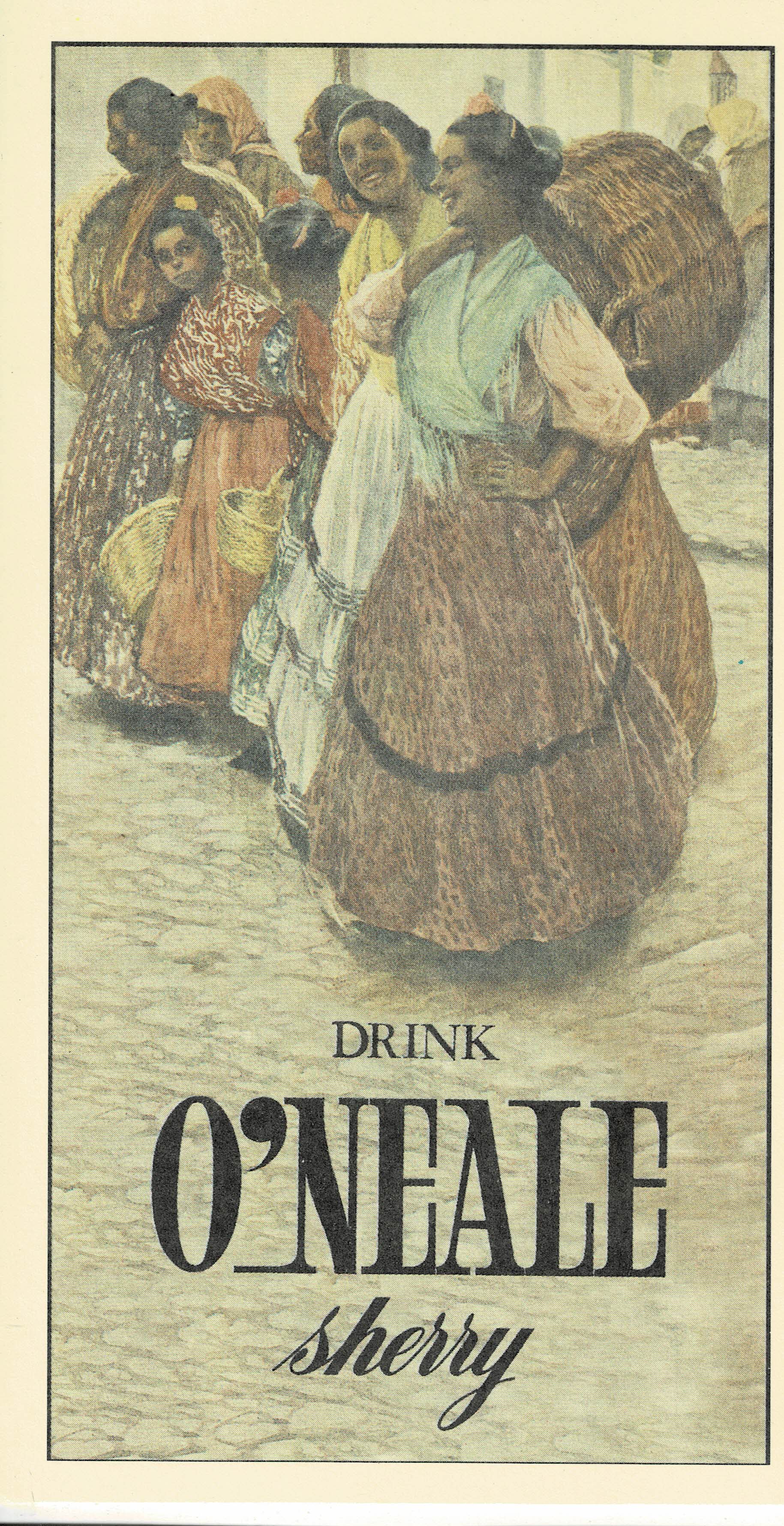 POSTAL DRINK O'NEALE SHERRY REPRODUCCION DE CARTELES  DE FIESTAS Y FERIAS ANDALUZAS