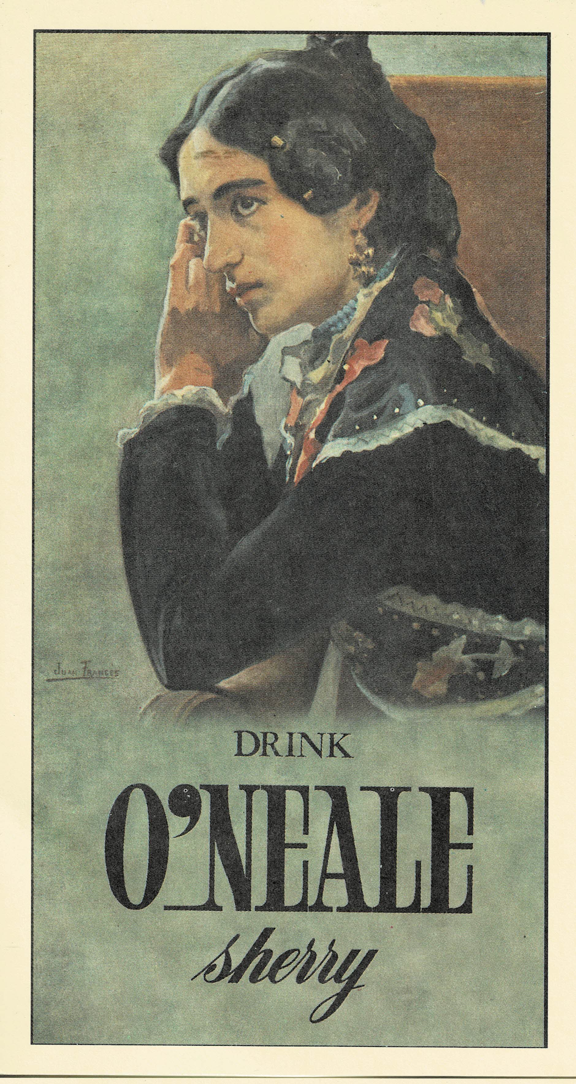 POSTAL DRINK O'NEALE SHERRY REPRODUCCION DE CARTELES  DE FIESTAS Y FERIAS ANDALUZAS