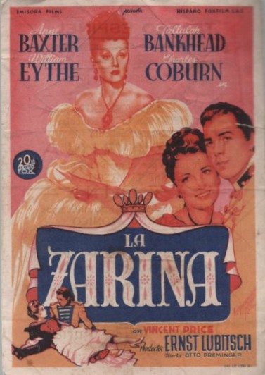 PROGRAMA DE CINE: LA ZARINA