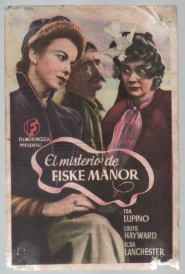 PROGRAMA DE CINE: EL MISTERIO DE FISKE MANOR. PUBLICIDAD CINE MUNICIPAL 1946 CADIZ