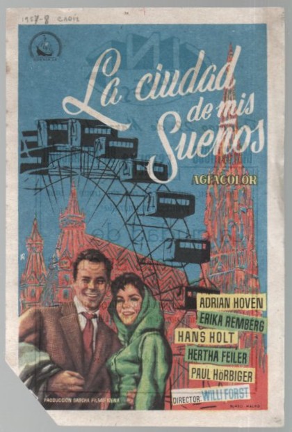 PROGRAMA DE CINE: LA CIUDAD DE MIS SUEÑOS PUBLICIDAD CINE GADES 1959 DE CADIZ