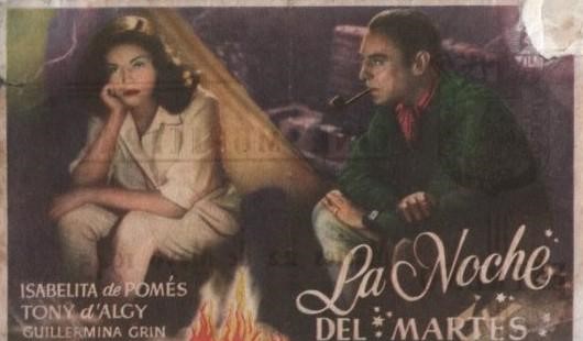 PROGRAMA DE CINE: LA NOCHE DEL MARTES. PUBLICIDAD CINE MUNICIPAL CADIZ 1945