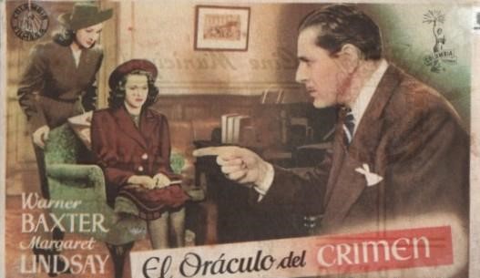 PROGRAMA DE CINE: EL ORÁCULO DEL CRIMEN PUBLICIDAD CINE MUNICIPAL CÁDIZ 1946