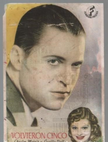 PROGRAMA DE CINE: VOLVIERON CINCO. PUBLICIDAD CINE MUNICIPAL CADIZ 1944