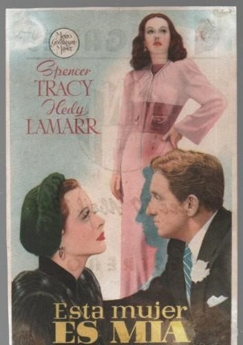 PROGRAMA DE CINE: ESTA MUJER ES MIA. PUBLICIDAD CINE GADES CADIZ 1945