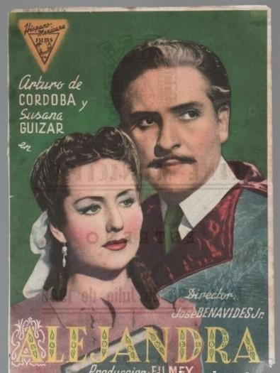 PROGRAMA DE CINE: ALEJANDRA. PUBLICIDAD CINE MUNICIPAL CADIZ 1946