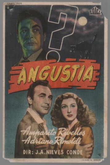 PROGRAMA DE CINE: ANGUSTIA. PUBLICIDAD CINE GADES CADIZ 1949