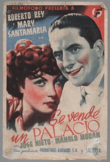PROGRAMA DE CINE: SE VENDE UN PALACIO. PUBLICIDAD CINE GADES CADIZ 1944