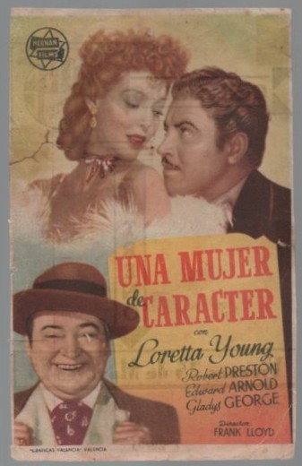 PROGRAMA DE CINE: UNA MUJER DE CARÁCTER. PUBLICIDAD CINE GADES CADIZ 1945