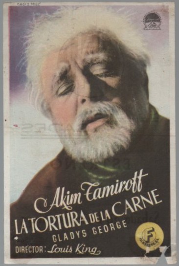 PROGRAMA DE CINE: LA TORTURA DE LA CARNE. PUBLICIDAD CINE GADES CADIZ 1945