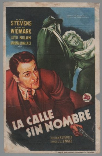 PROGRAMA DE CINE: LA CALLE SIN NOMBRE. PUBLICIDAD TEATRO ANDALUCIA CADIZ 1949