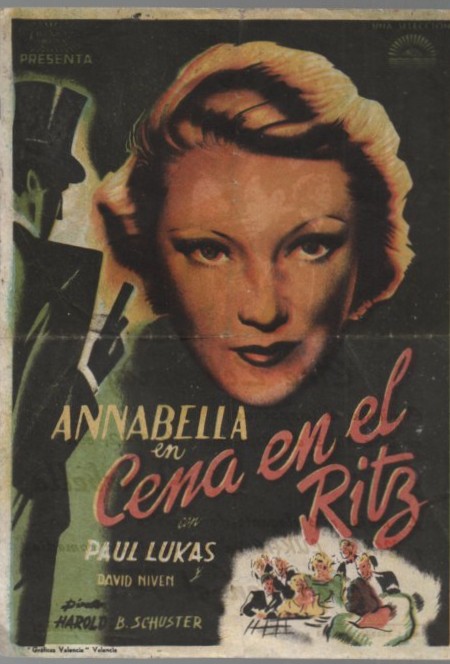 PROGRAMA DE CINE: CENA EN EL RITZ