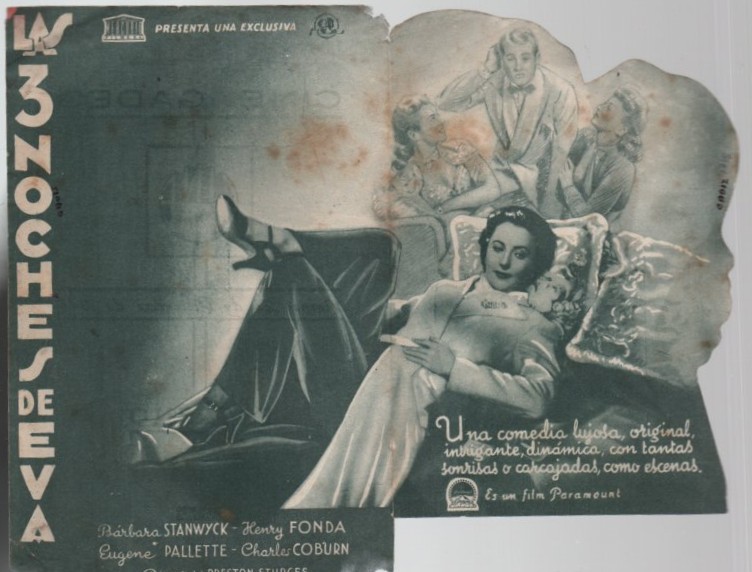 PROGRAMA DOBLE DE CINE: LAS 3 NOCHES DE EVA. CINE GADES DICIEMBRE 1946 CADIZ