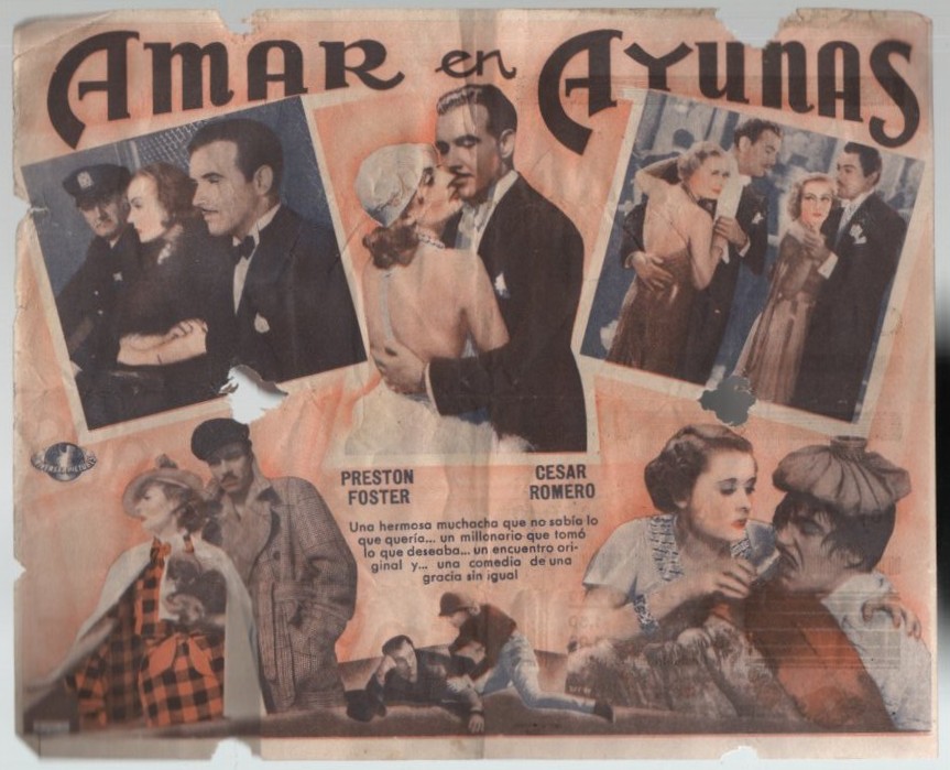 PROGRAMA DOBLE DE CINE: AMAR EN AYUNAS. CINE GADES MARZO 1940 CÁDIZ
