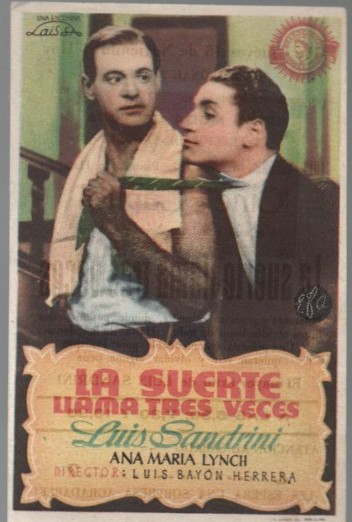 PROGRAMA DE CINE: LA SUERTE LLAMA TRES VECES