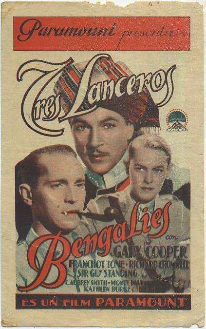 PROGRAMA DE CINE: TRES LANCEROS BENGALIES