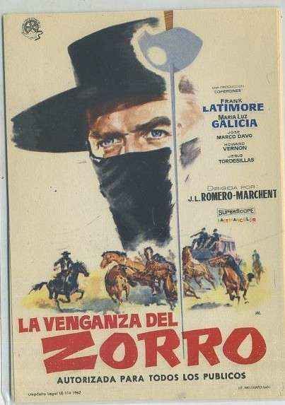 PROGRAMA DE CINE: LA VENGANZA DEL ZORRO