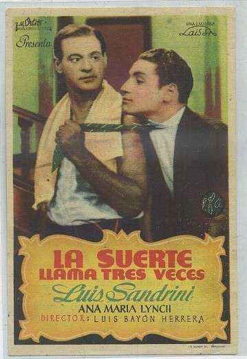 PROGRAMA DE CINE: LA SUERTE LLAMA TRES VECES