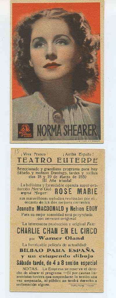 PROGRAMA DE CINE-POSTAL:NORMA SHEARER