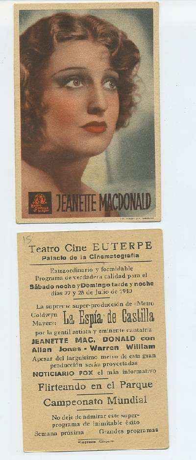 PROGRAMA DE CINE-POSTAL: JEANETTE MACDONALD