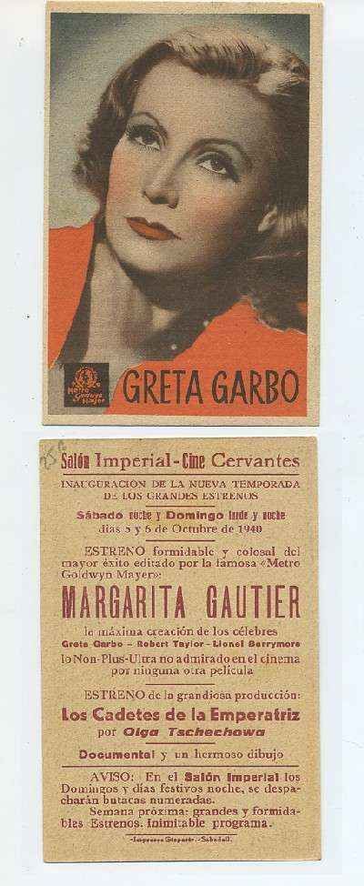 PROGRAMA DE CINE-POSTAL: GRETA GARBO