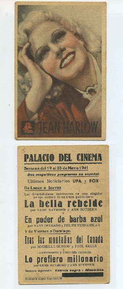 PROGRAMA DE CINE-POSTAL: JEAN HARLOW