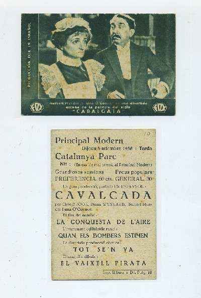 PROGRAMA DE CINE-TARJETA:CABALGATA