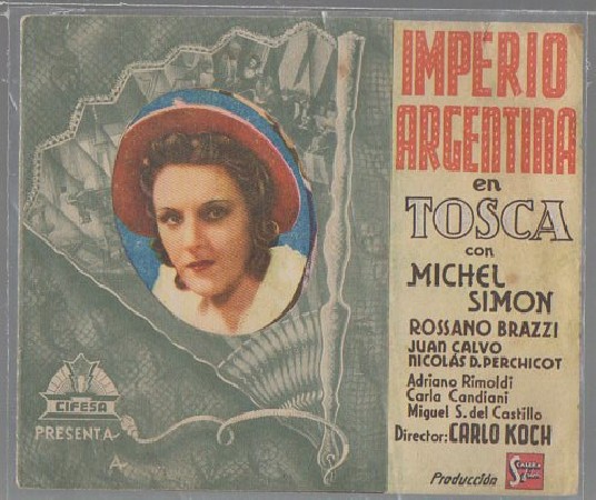 PROGRAMA DE CINE. TOSCA CON IMPERIO ARGENTINA