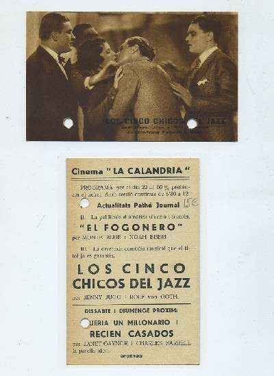 PROGRAMA DE CINE-TARJETA-LOS CINCO CHICOS DEL JAZZ