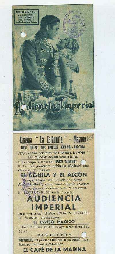 PROGRAMA DE CINE-TARJETA-AUDIENCIA IMPERIAL