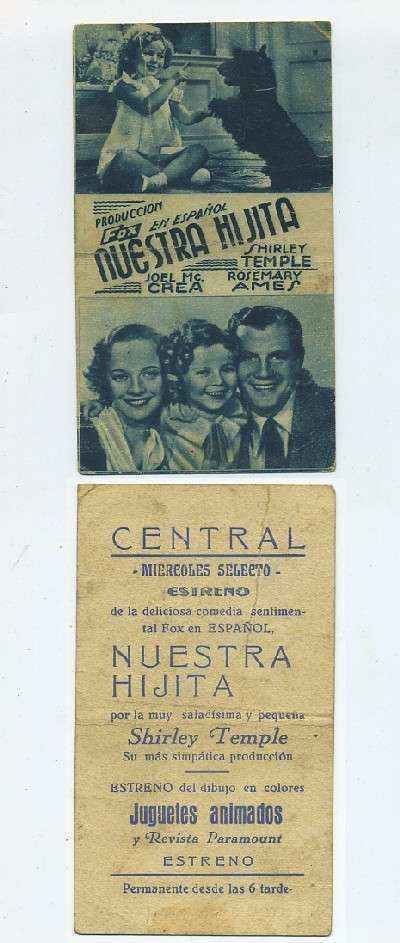 PROGRAMA DE CINE-TARJETA-NUESTRA HIJITA