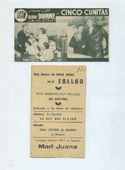 PROGRAMA DE CINE-TARJETA-CINCO CUNITAS