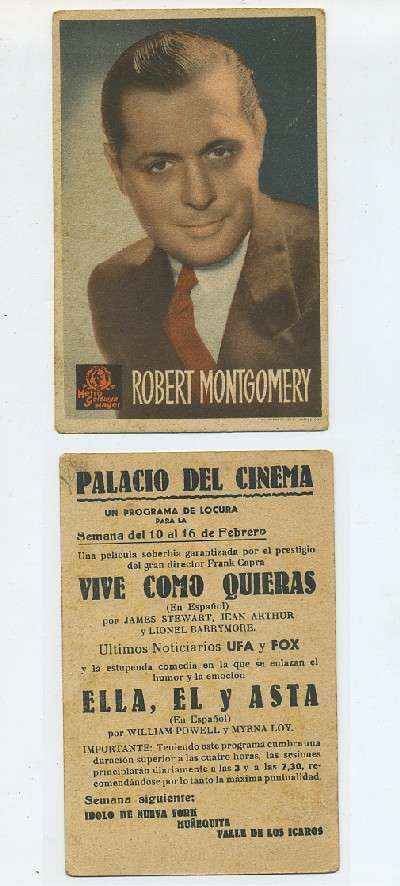 PROGRAMA DE CINE-TARJETA-ROBERT MONTGOMERY