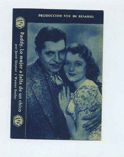 PROGRAMA DE CINE-TARJETA- PADDY. LO MEJOR A FALTA DE UN CHICO