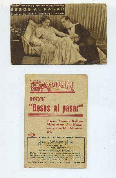 PROGRAMA DE CINE-TARJETA-BESOS AL PASAR