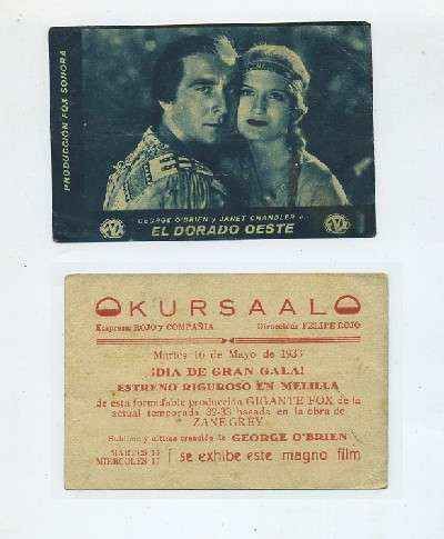 PROGRAMA DE CINE-TARJETA-EL DORADO OESTE