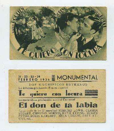 PROGRAMA DE CINE-TARJETA-TE QUIERO CON LOCURA